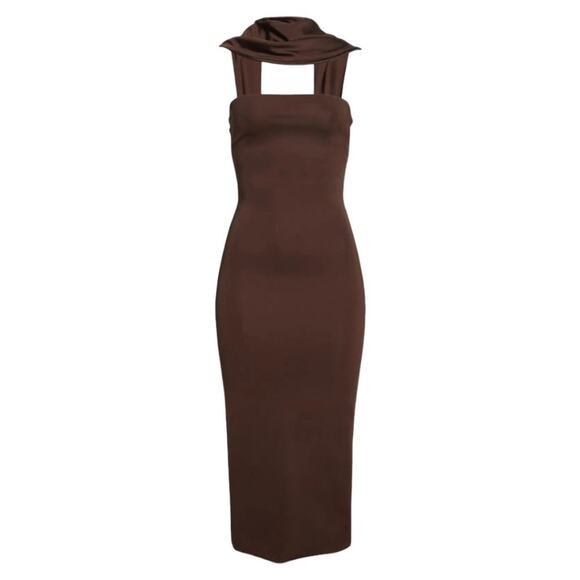 Et Ochs Jackie Scarf Neck Power Stretch Body-Con Midi Dress Size 6 $1395 MSRP - Picture 2 of 8